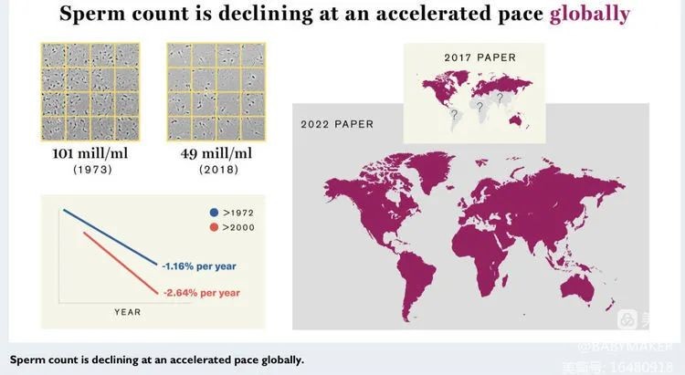 全球男性平均精子数量45年下降了62%