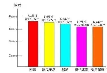 全球男性平均丁丁长度大小排名